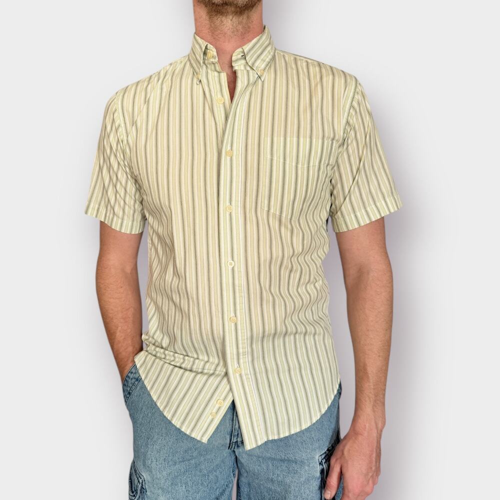 90s Puritan light sage Stripe Button Down‎